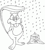 coloring picture of beaver that protects from rain with its flat tail