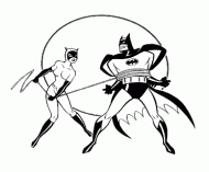 coloring picture of Catwoman catches Batman with her whip