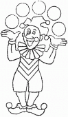 coloring picture of a clown is juggling