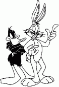 coloring picture of Bugs Bunny and his friend Daffy