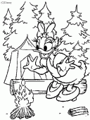 coloring picture of Daisy near a faire in forest