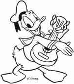 coloring picture of donald with a guitar