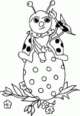 coloring picture of ladybug on an easter egg