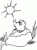 coloring picture of Groundhog and sun