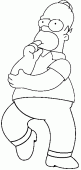 coloring picture of Homer Jay Simpson is thinking