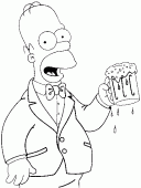 coloring picture of Homer with a beer