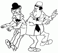 coloring picture of Laurel and Hardy are dancing