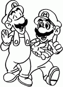 coloring picture of Luigi and Mario