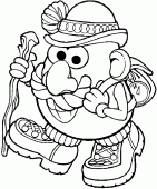 coloring picture of Mr Potato is a hiker