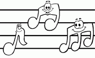 coloring picture of sheet music with notes