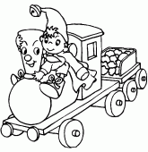 coloring picture of Noddy and the train