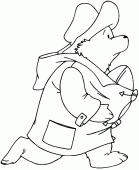 coloring picture of Paddington plays football