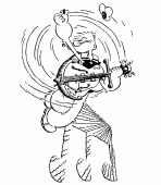 coloring picture of Popeye with a guitar