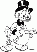 coloring picture of Scrooge McDuck reads a paper