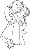 coloring picture of Shrek and Princess Fiona dance