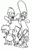 coloring picture of Simpson family frightened