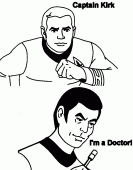 coloring picture of Captain Kirk the doctor