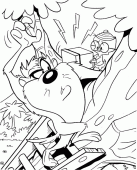 coloring picture of taz and a chick