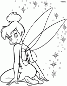 coloring picture of Tinker Bell is with knees