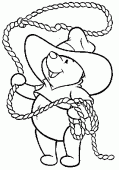 coloring picture of Winnie the pooh is a cow boy