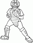coloring picture of a catcher with his protections of baseball