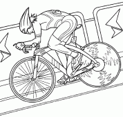coloring picture of cyclist against the clock