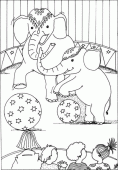 coloring picture of elephants with balls