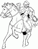coloring picture of cowboy with his horse