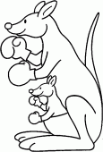 coloring picture of kangaroo and its baby with boxing gloves