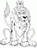 coloring picture of a lion with its crown on its head