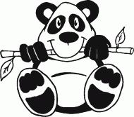 coloring picture of panda eats a branch of bamboo