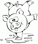 coloring picture of a pig equilibrist