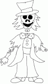 coloring picture of skeleton equipped as a clown