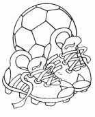 coloring picture of soccer s shoes with the ball