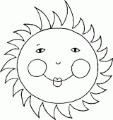 coloring picture of a large sun with a face and small solar rays