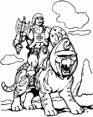 coloring picture of Prince Adam and Battle Cat Cringer