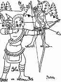 coloring picture of indian with a bow