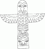 coloring picture of totem poles carved in wood