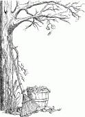 coloring picture of tree and a leaf basket