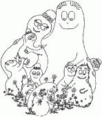 coloring picture of Barbapapa Barbamama and their Barbababies