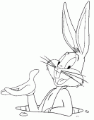 coloring picture of Bugs Bunny is in a rabbit hole