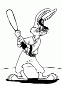 coloring picture of Bugs Bunny plays baseballl