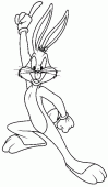 coloring picture of Bugs Bunny raises the finger in top
