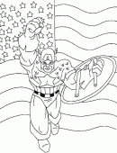 coloring picture of captain america with american flag