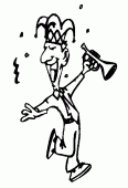 coloring picture of a musician who celebrates Carnival and sends some confettis in the air