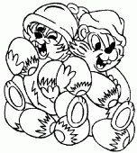 coloring picture of Chip n Dale with lot of hazel nuts