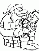 coloring picture of Santa Claus with a child