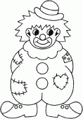 coloring picture of a badly equipped clown