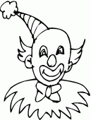 coloring picture of bald clown with a hat and makeup