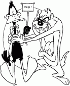 coloring picture of Daffy needs help with TAZ
